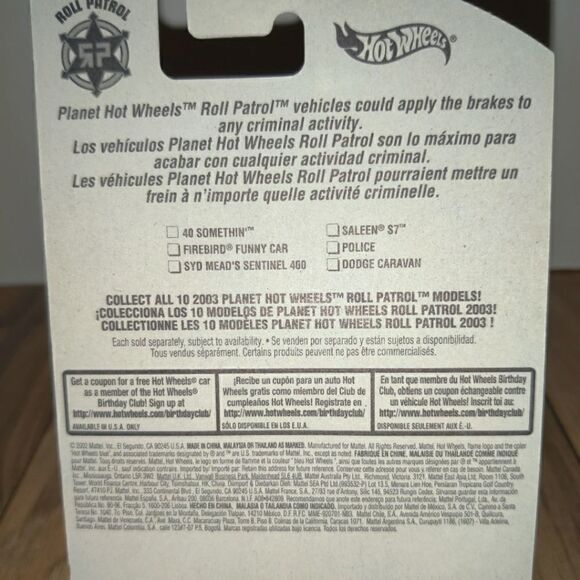 Hot Wheels #163 #5 of 10 Roll Patrol Police Car 1/64 Diecast New 2003 - Picture 4 of 4